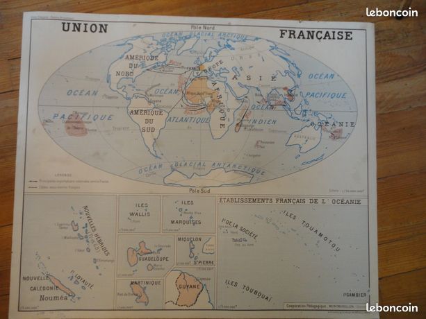 9 cartes d'écoles anciennes Rossignol double face vintage années 60 régions pays monde continent (image 3)