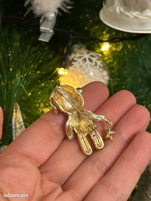 Broche Ours Mignon Avec Strass Petit Animal En Cristal Pour