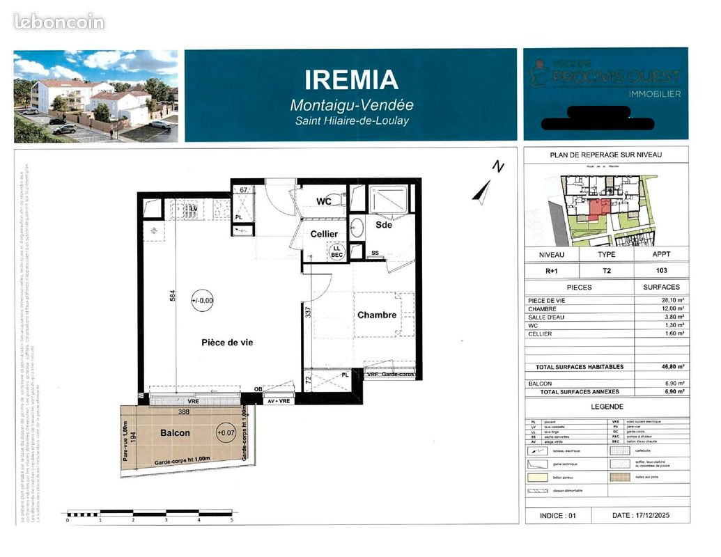 Appartement 2 pièces 47 m² · à Montaigu-Vendée · 46,8 m² · 175 000 €