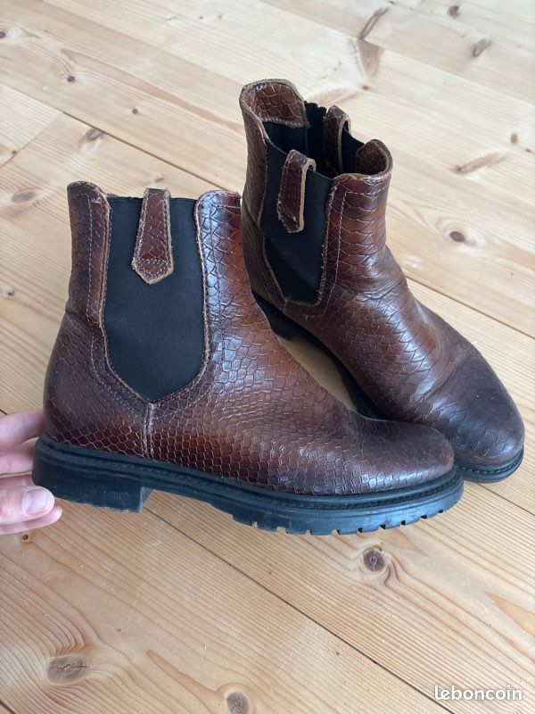 Cécile Jonak Bottines Cognac Boots Cuir Debina Jonak Cognac La Redoute