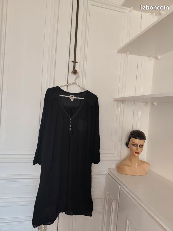 Robe mi-longue noire Anne Klein (image 1)