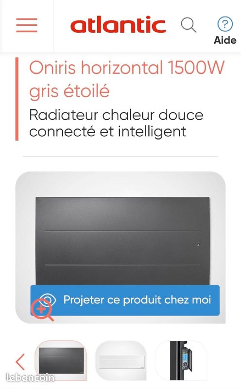 Lot de 2 radiateurs électriques Atlantic Oniris 1500W et 1000W (image 1)