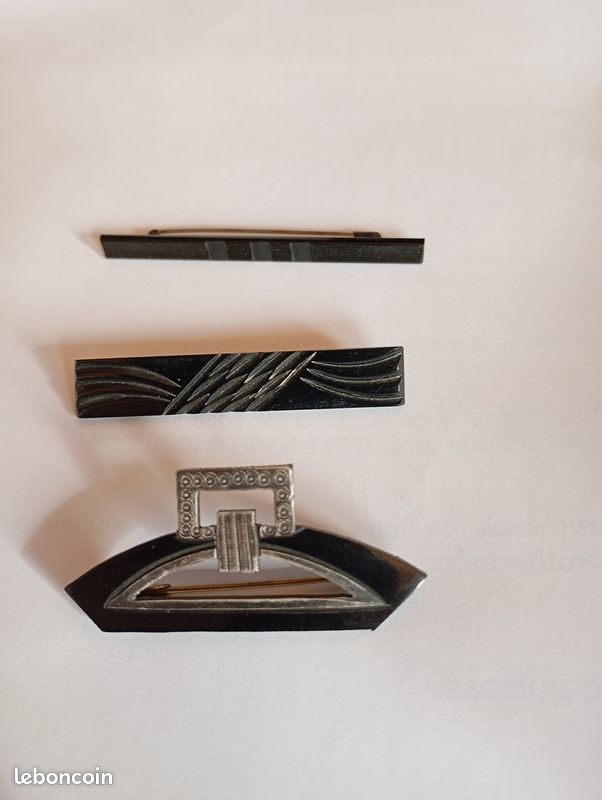 Broche De Deuil En Métal Noir - Début Des Années 1900, Style Vintage - Occasion