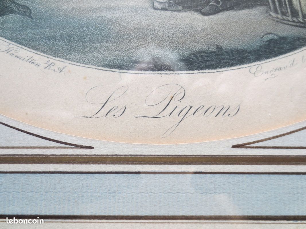Lithographies XVIII - XIX e - Scènes d'enfants avec animaux - W. Hamilton / Barney - encadrées - B.E - (image 7)