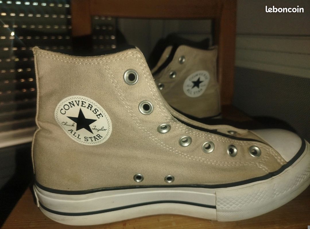 Converse haute beige taille 40 (image 1)