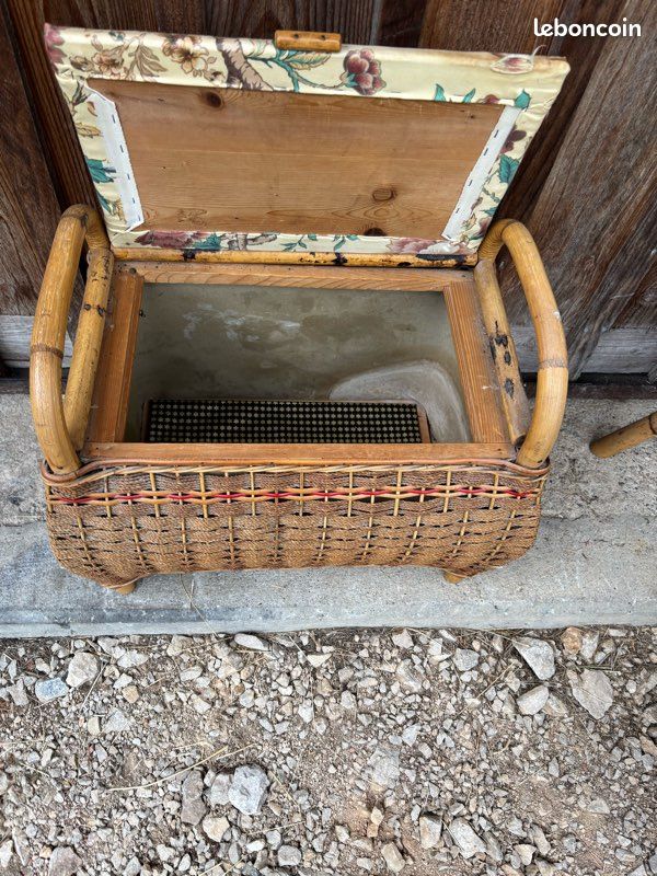 Ancien coffre bambou siège (image 4)