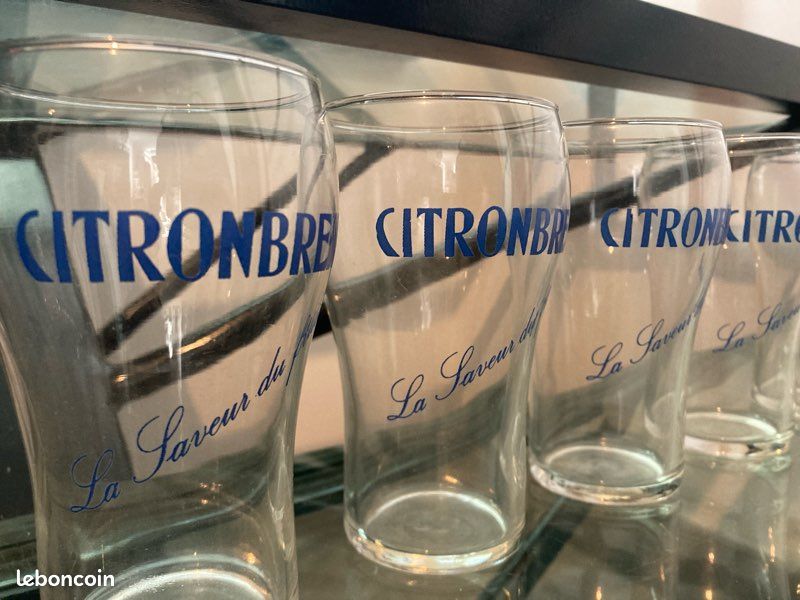 Rare lot 6 anciens verres citronbress la saveur du fruit đâïž (image 1)