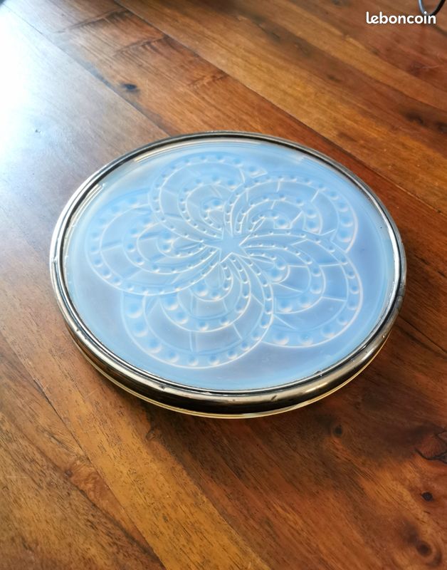 Dessous De Plat En Verre Opalescent Art Déco Vintage (1920-1949), Finition Brillante