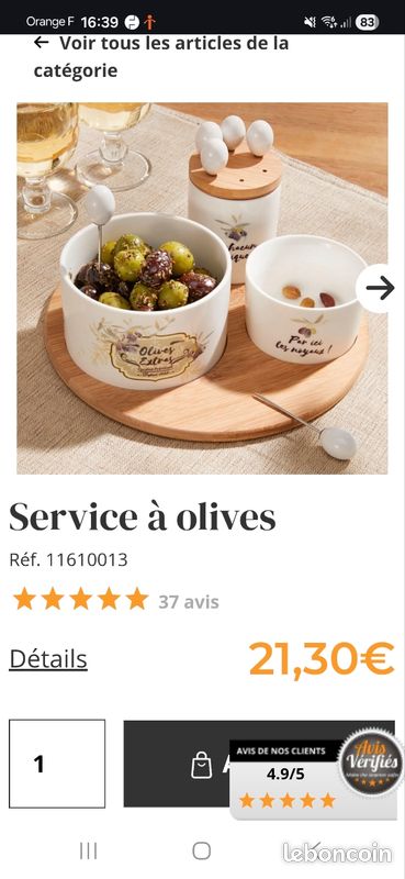 PLAT APERITIF EN GRES apéro olives LA CLUSAZ Haute Savoie EUR 7,90