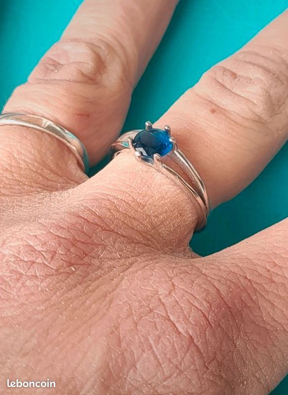 Bague En Argent 925/°° Avec Zircons - Taille 53, Occasion