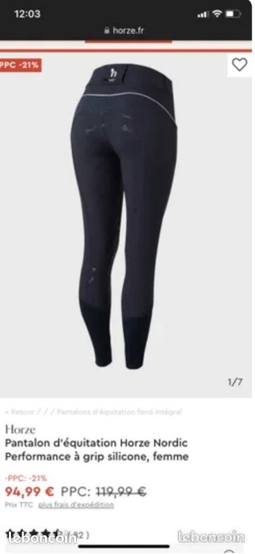 Pantalon Horze Nordic Performance à grip silicone neuf avec - Main Image
