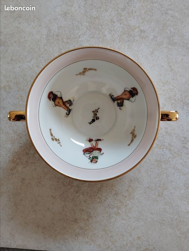 Bol ancien à soupe ou bouillon porcelaine Jammet Seignolles Limoges (image 8)