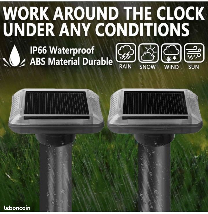 Répulsif Solaire à Ultrasons Pour Taupes, Serpents, Souris, Taupes