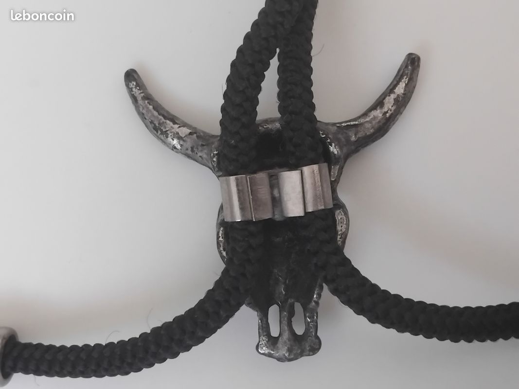 Cravate Bolo Vintage Western Pour Homme Crâne De Vache Crâne Cowboy Cravate Cravate - Collier Bolo En Cuir Noir, A-taureau, 40.55 " L X 1.34" W