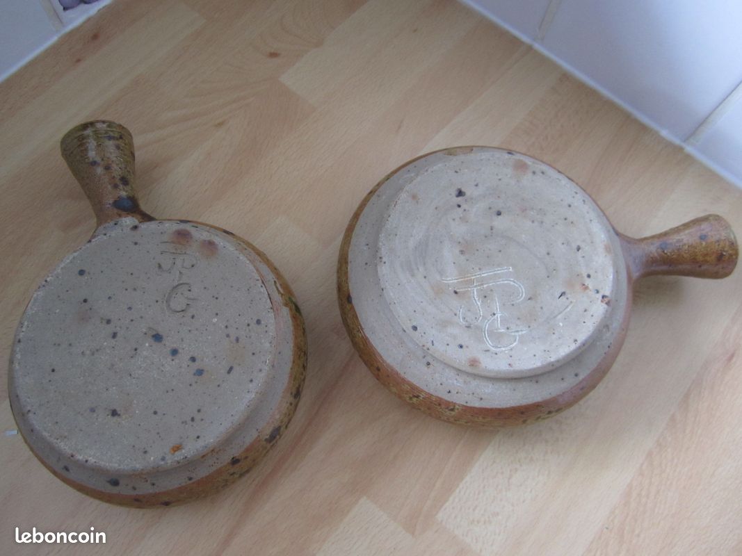Lot de 2 Saucières en grès moucheté signé JPG (image 3)
