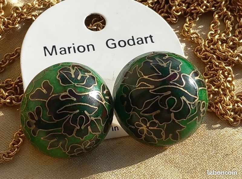 Clips Vintage En émaux - Couleur Dorée, Pierre Et Fermoir Clip - Fabriqué En France