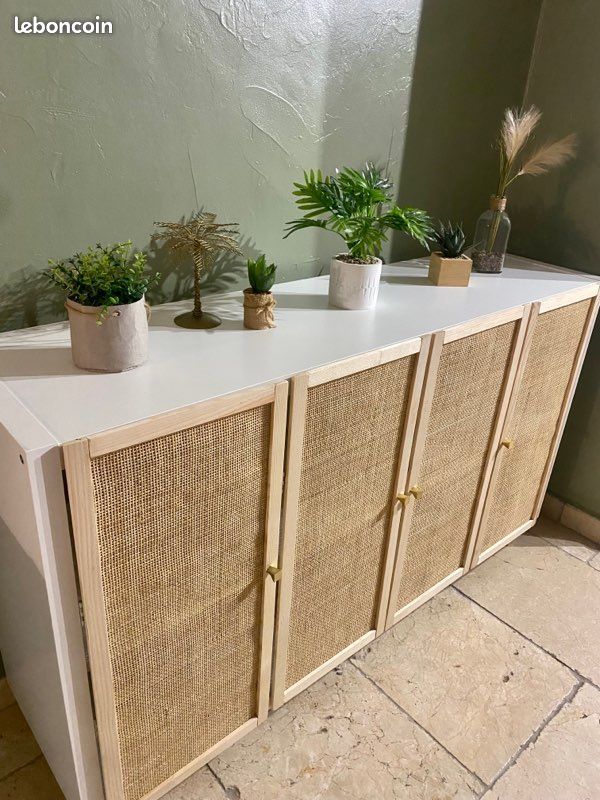 NEUF - Meuble bois blanc en cannage | 4 portes (image 4)
