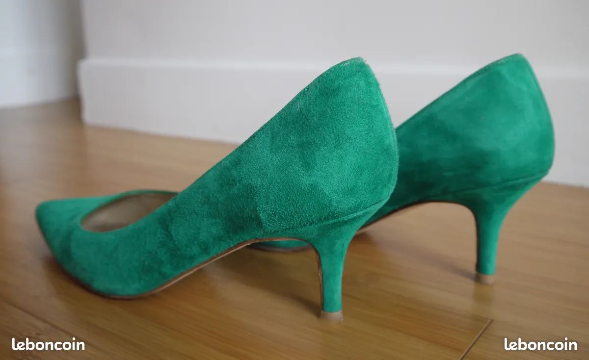 Liz Vieux Rose - Sandales escarpins à petits talons en cuir suédé daim