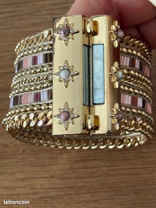 Bracelet Manchette Perles HIPANEMA - Longueur 17 Cm - Fermoir Magnétique - Neuf Avec étiquettes