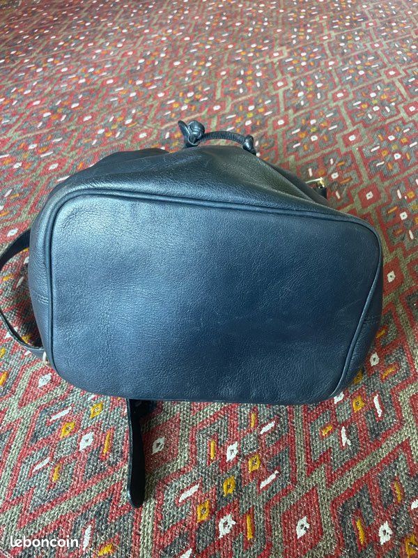 Sac à main LANCEL en cuir bleu marine (image 2)