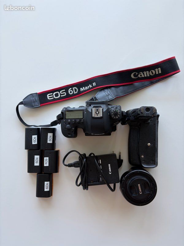Canon EOS 6D Mark II + Canon 50mm f/1.8 STM + Grip + 5 Batteries (image 1)