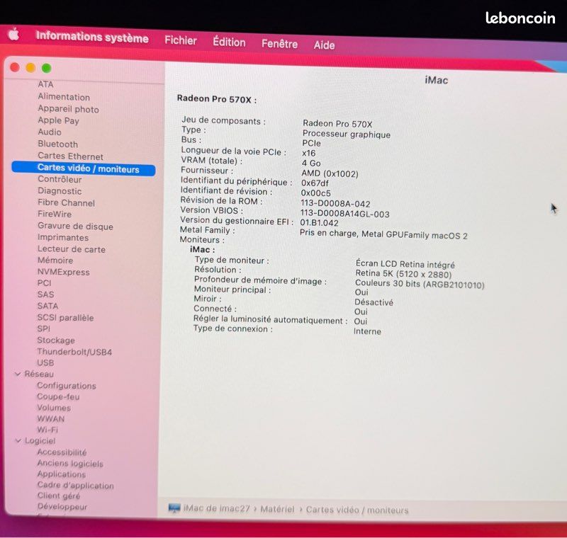 IMac 27 pouces Retina 5K 2019 – Core i5 – 24 Go RAM – Fusion Drive 1 To + clavier et souris Apple (image 11)