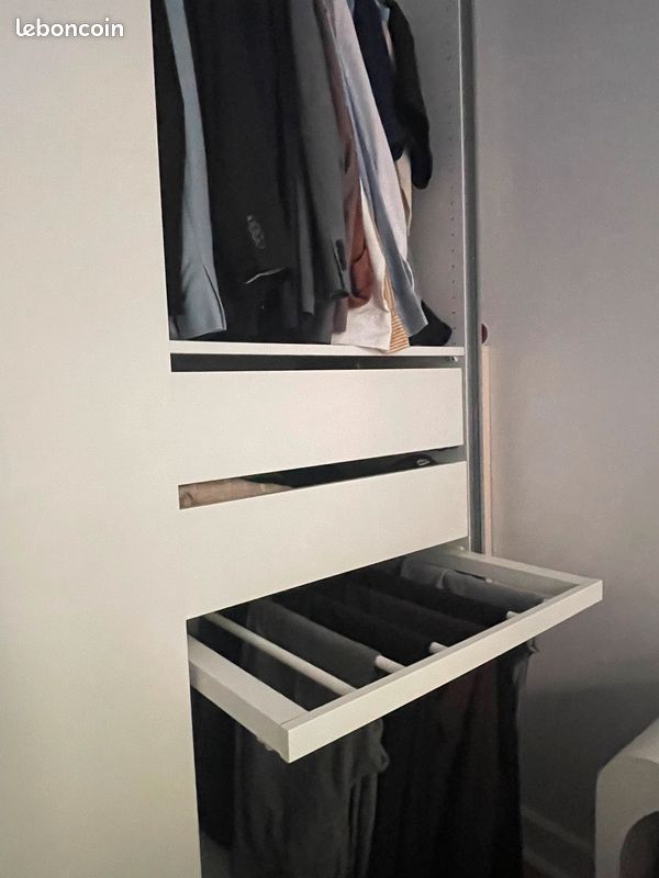 Armoire IKEA PAX 150 cm L x 236 cm H – portes coulissantes blanc brillant – 700 (image 7)