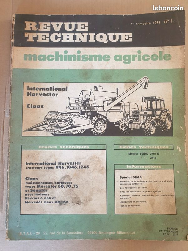 Revue technique agricole INTERNATIONAL HARVESTER CLASS (image 1)