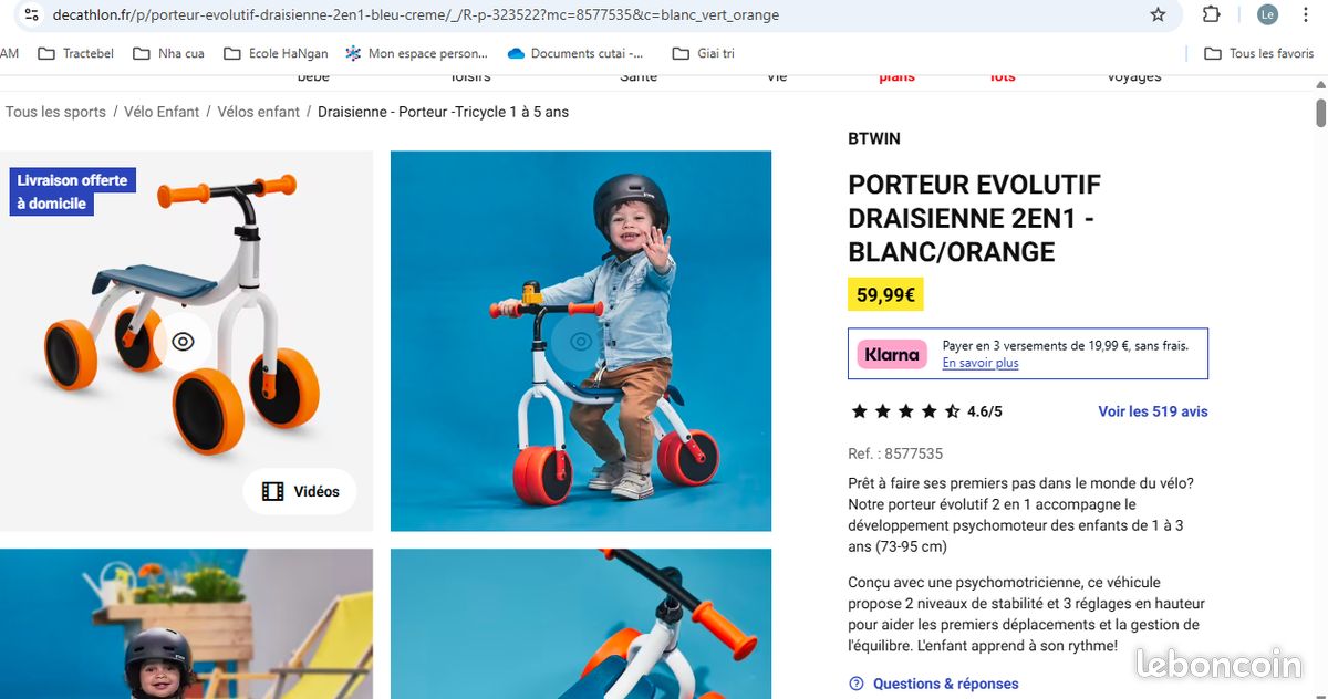 Porteur evolu Draisienne 2in1 Décathlon 1-3 ans Sport Plein air