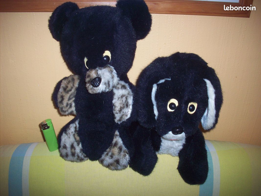 2x PELUCHES DOUDOUS _ OURS & CHIEN _ TBÉ _ ORIGINAUX de l'UNION SOVIÉTIQUE / U.R.S.S. / CCCP _ des ANNÉES 1980 _ RARE _ 2x плюшевый Русский _ Круто :) (image 5)