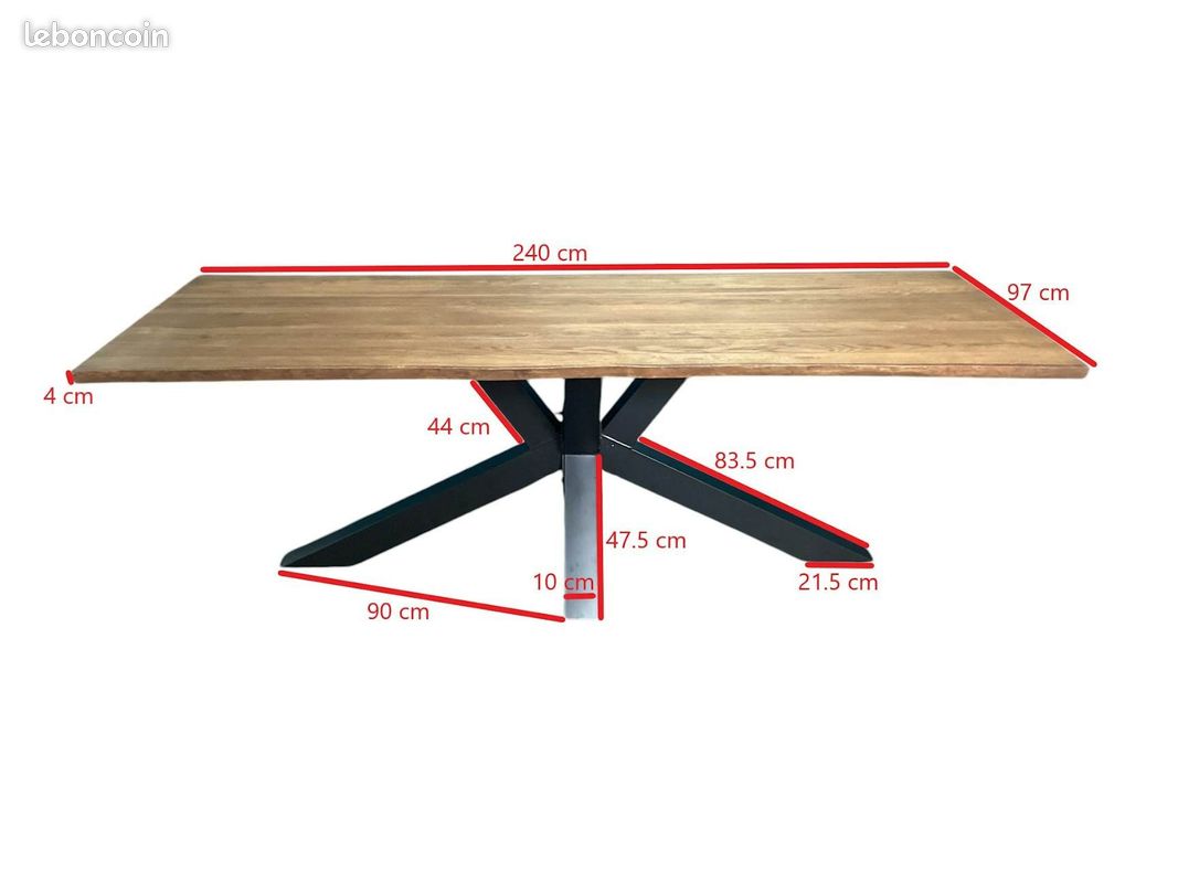 Table à manger en bois de chêne bordures naturelles 240 cm OKA PIER IMPORT (image 3)