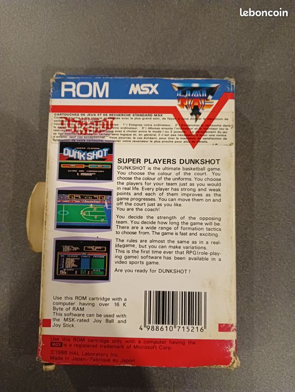 Jeu vintage hai MSX ROM .DUNK SHOT (image 2)