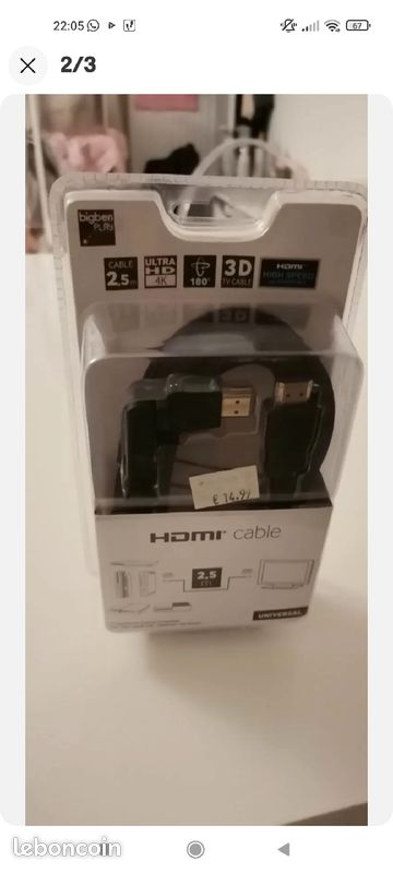 Câble HDMI 2.5m NEUF (image 1)