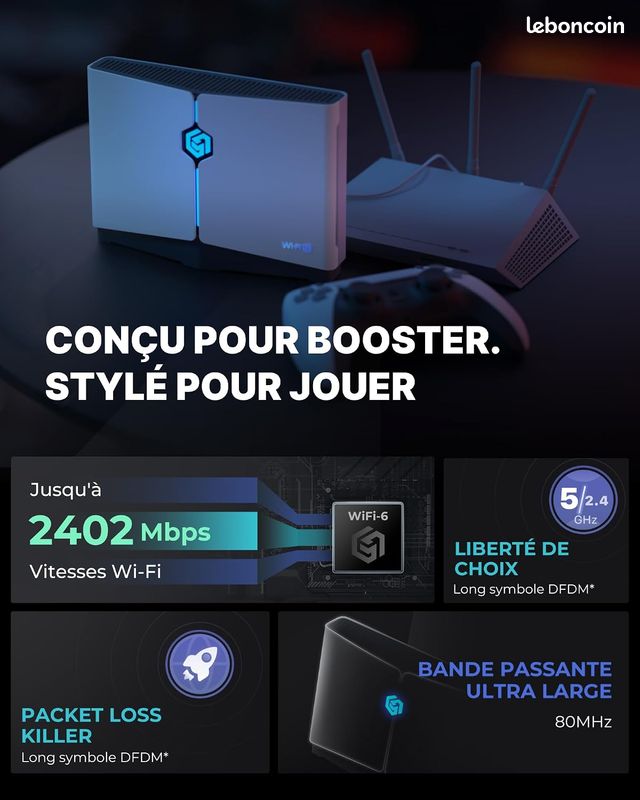 [NEUF] Routeur de Jeu avec amplificateur WiFi - GearUP Booster : abonnement Gratuit de 180 Jours, amplificateur de Jeu AX3000 pour PC et Consoles, 2402 Mbps (5 GHz et 2,4 GHz), WiFi 6 D (C4) (image 8)