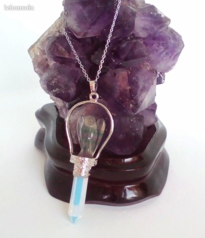 Collier Ange Gardien en Fluorite et Pierre de Lune (image 2)
