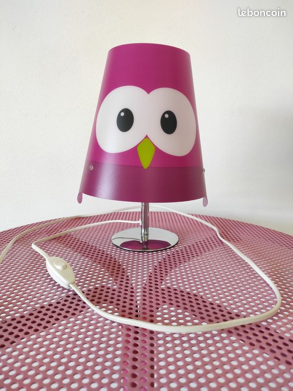 🦉 lampe hibou rose violet 💡 (image 1)
