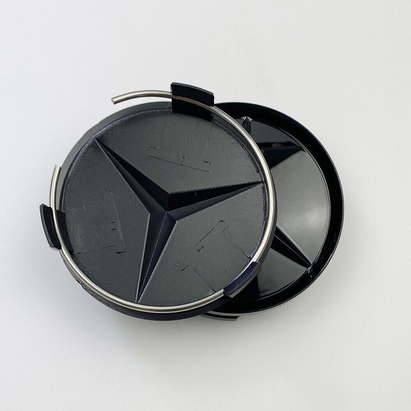 4X Logo Emblème Pour Mercedes Benz Jante Cache Moyeu Centre De Roue Noir  75mm - Équipement auto