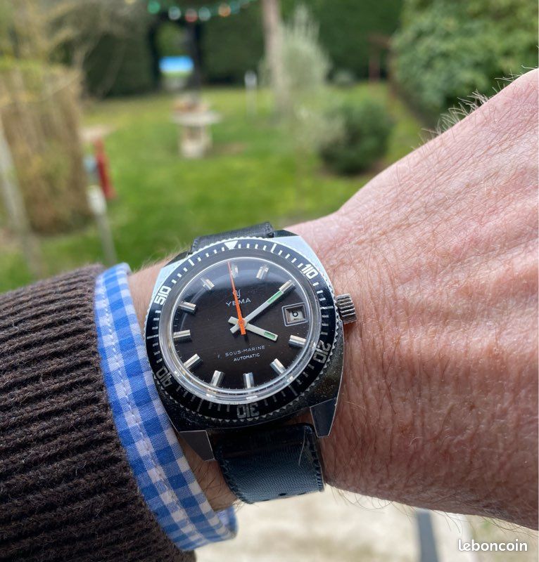 Montre Mécanique Vintage YEMA (cal. FE68) - Révisée Par Horloger - Boîtier Chromé, Bracelet Cuir - Années 70