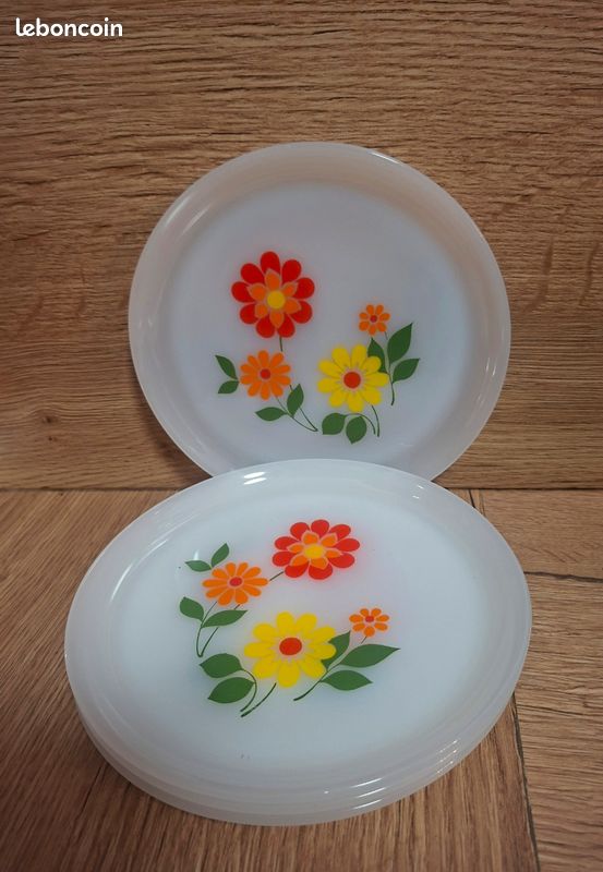 4 assiettes dessert arcopal rotterdam fleurs vintage (image 1)