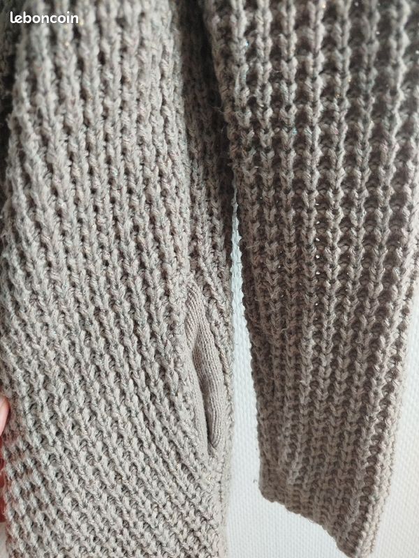 Gilet long laine beige (image 3)