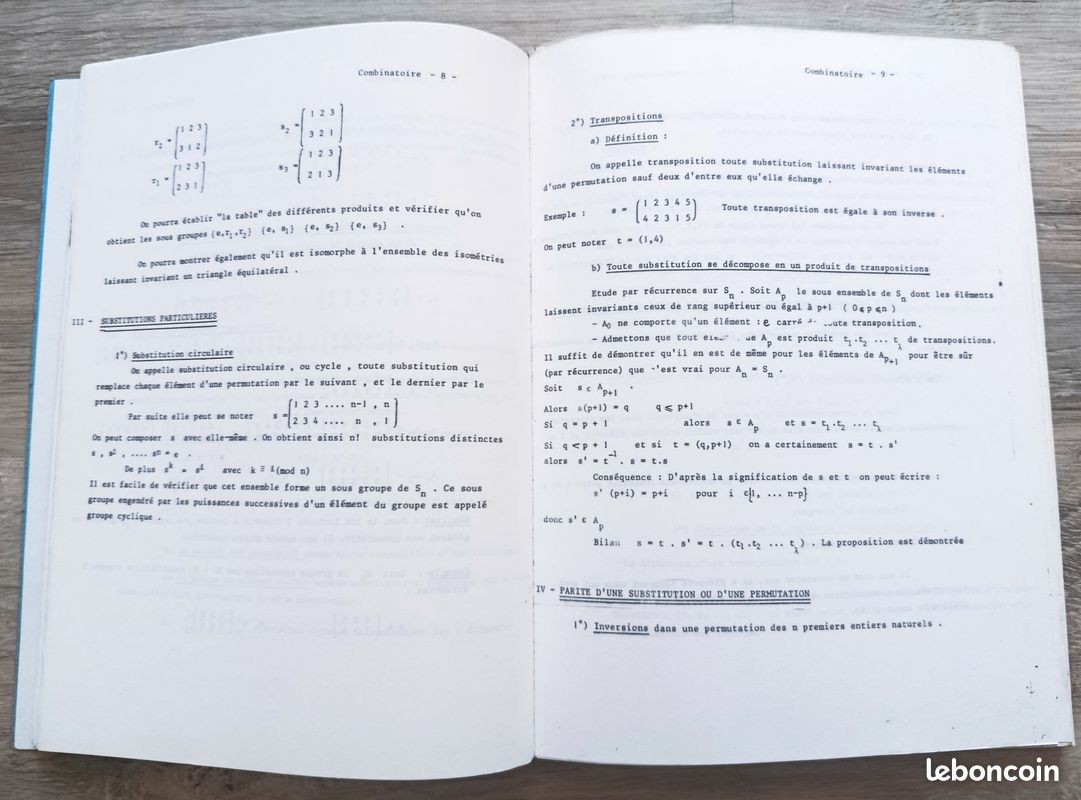 Lot Mathématiques INSA Lyon - 1er Cycle (FIMI) début années 1980 (image 6)