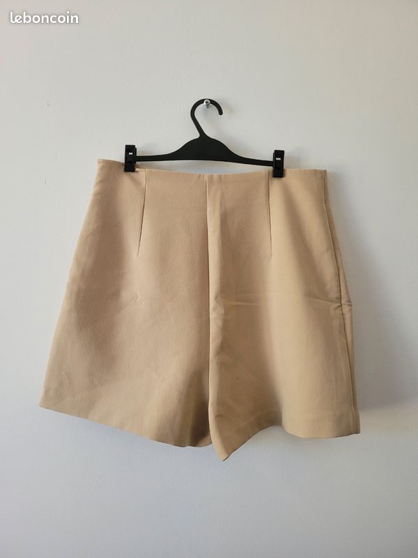 Jupe Zara Basic Beige, Taille M, Coupe Ligne A, Mi-longue, En Coton (occasion Très Bon état)