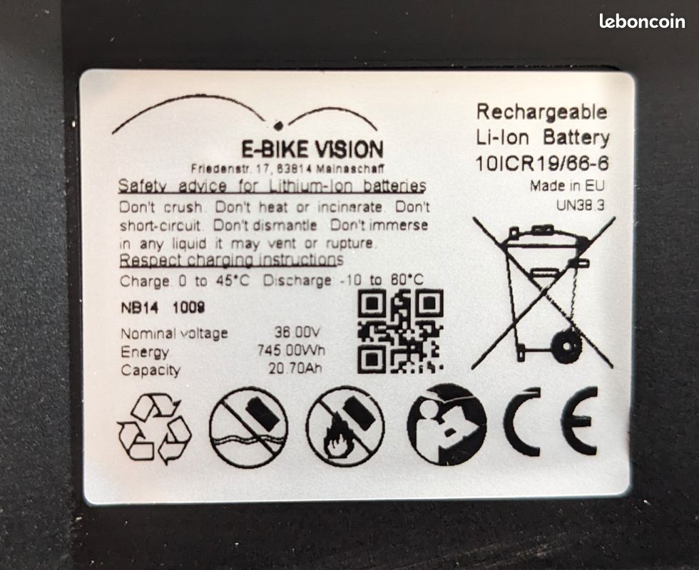 Batterie compatible Bosch Power Pack Porte bagage 745 Wh (image 3)