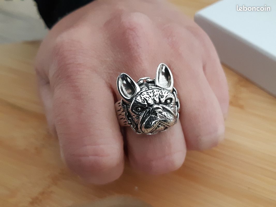 Bague chevalière vintage bouledogue francais (image 3)