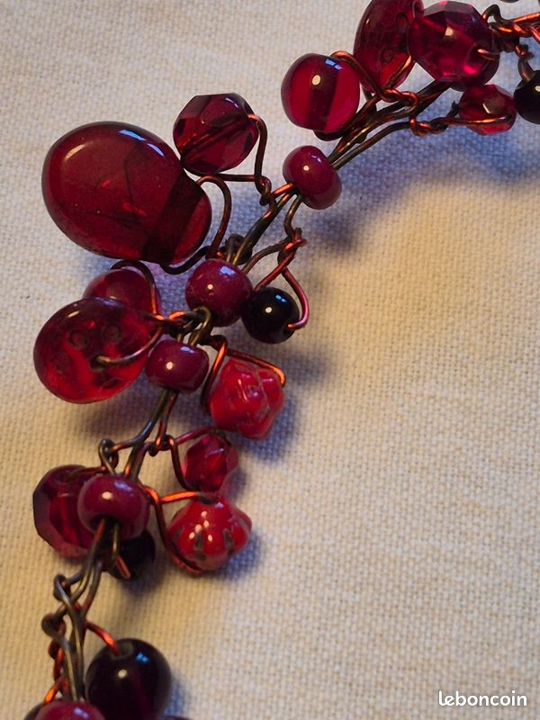 Collier Perles De Verre Et Perles Métal - Occasion - Modèle #340