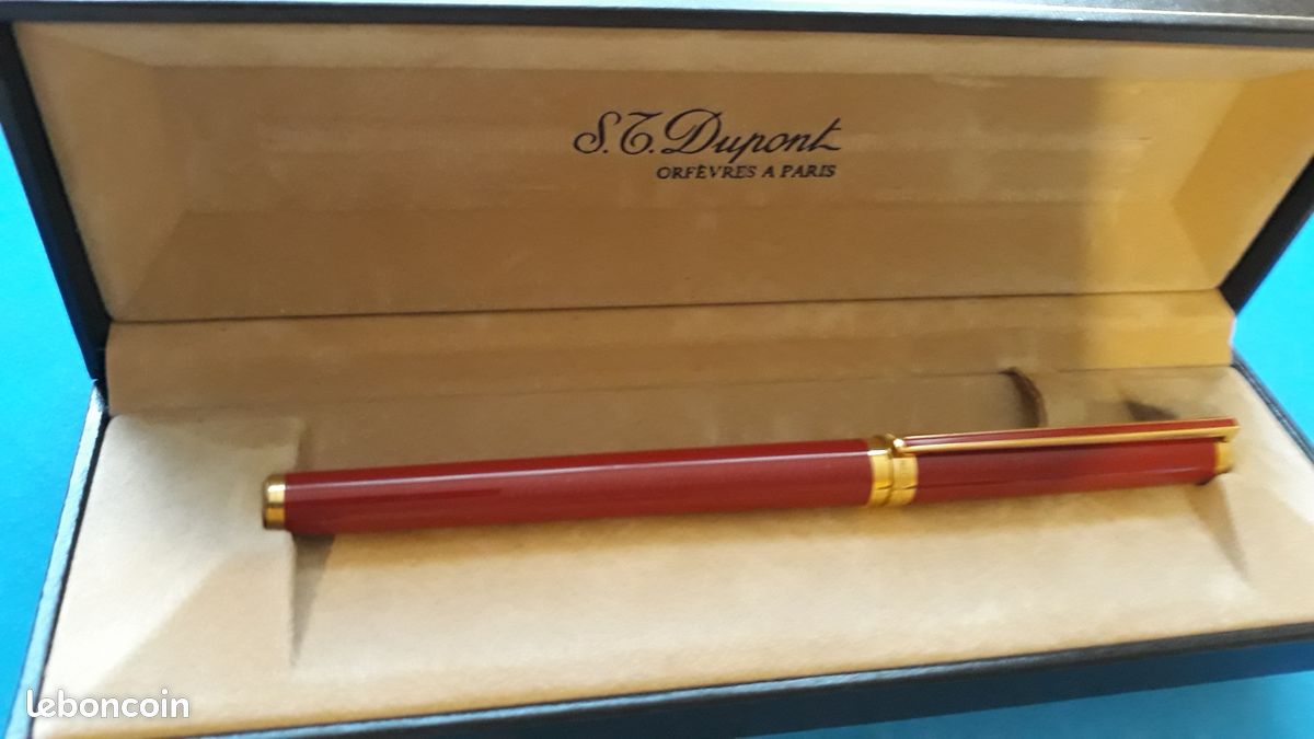 Stylo Plume / Roller S.T. Dupont Plaqué Or - Avec étui Cuir D'origine - Occasion Superbe