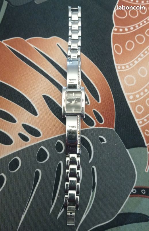 Montre marque Louis BERTHIER PARIS vintage cadran rectangulaire bracelet partie rigide zirconiums (image 3)