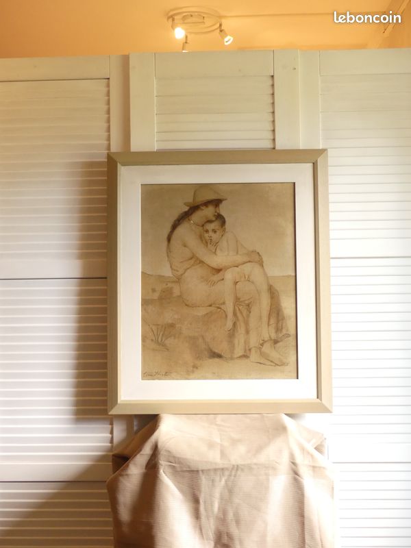 Huile sur Toile Signée Léon Herbo / 19ème Belgique / Madone Peinture Tableau (image 10)