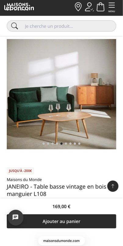 JANEIRO - Table basse vintage en bois de manguier L108 (image 2)