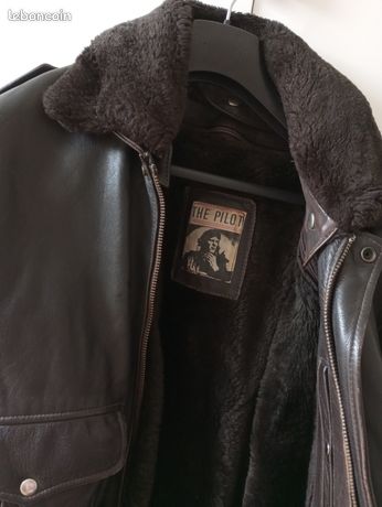 Veste Cuir In Extenso Vintage - Style Pilote, Taille L - Occasion Très Bon état